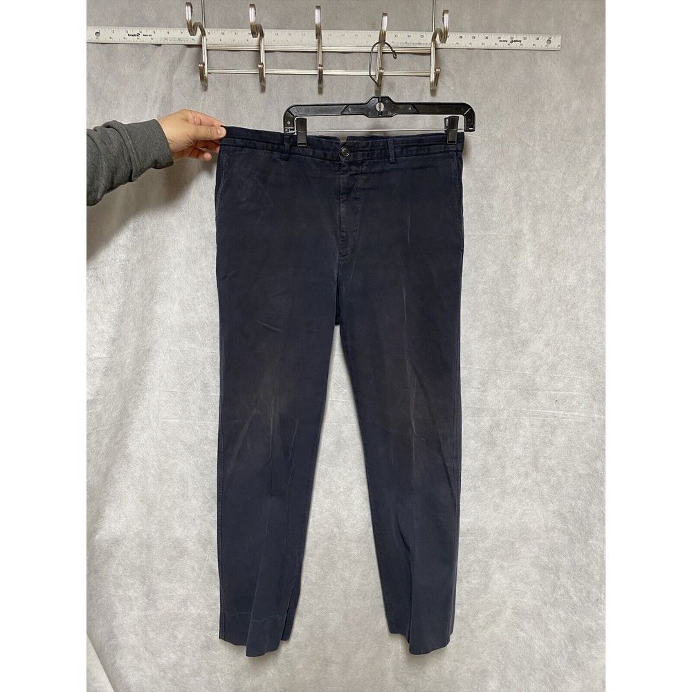Ermenegildo Zegna Pants Men 34 X32 Blue Romania Cotton Chino Twill Casual Luxury